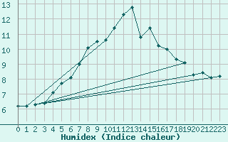 Courbe de l'humidex pour Courcouronnes (91)