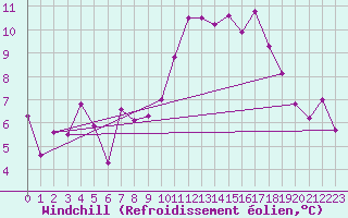 Courbe du refroidissement olien pour Zurich Town / Ville.