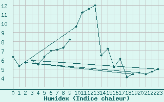 Courbe de l'humidex pour Koppigen