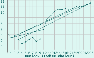 Courbe de l'humidex pour Larkhill