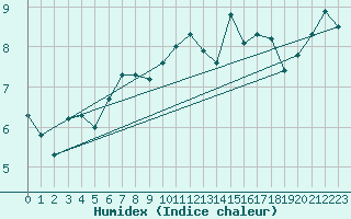 Courbe de l'humidex pour Akurnes