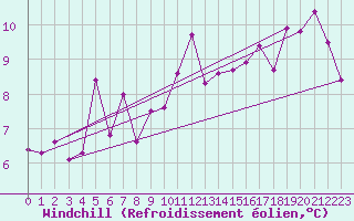 Courbe du refroidissement olien pour Ble - Binningen (Sw)