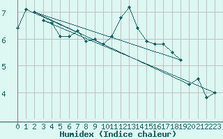 Courbe de l'humidex pour Ernage (Be)