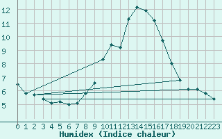 Courbe de l'humidex pour Zinnwald-Georgenfeld