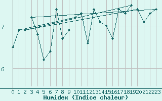 Courbe de l'humidex pour Hvide Sande