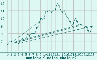 Courbe de l'humidex pour Fassberg