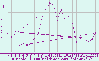 Courbe du refroidissement olien pour Zamosc