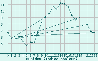 Courbe de l'humidex pour Wels / Schleissheim