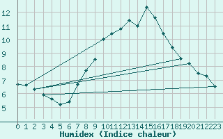 Courbe de l'humidex pour Michelstadt-Vielbrunn