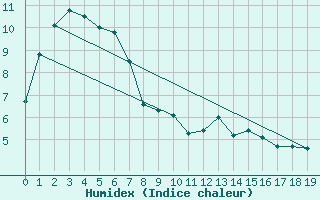 Courbe de l'humidex pour Lameroo