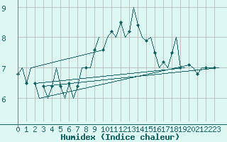 Courbe de l'humidex pour Vlieland