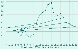 Courbe de l'humidex pour Iles-De-La-Madelein