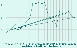 Courbe de l'humidex pour Terschelling Hoorn