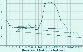 Courbe de l'humidex pour Holbeach