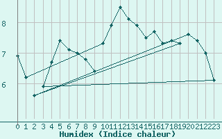 Courbe de l'humidex pour Wittenberg