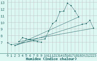 Courbe de l'humidex pour Cap Ferret (33)