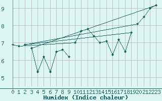 Courbe de l'humidex pour Hvide Sande