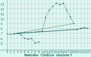 Courbe de l'humidex pour Pau (64)