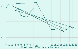 Courbe de l'humidex pour Svinoy Fyr