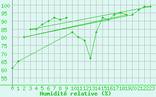Courbe de l'humidit relative pour Fjaerland Bremuseet