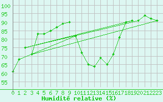 Courbe de l'humidit relative pour Selonnet (04)