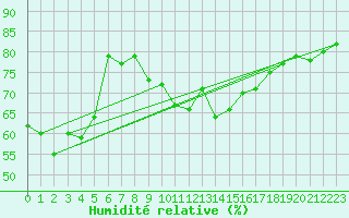Courbe de l'humidit relative pour Chtelneuf (42)