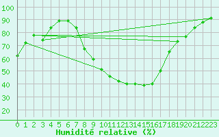 Courbe de l'humidit relative pour Offenbach Wetterpar