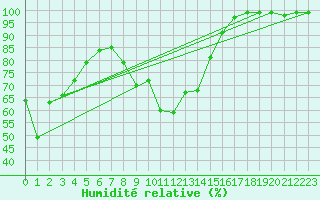 Courbe de l'humidit relative pour Fjaerland Bremuseet