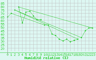 Courbe de l'humidit relative pour Roissy (95)