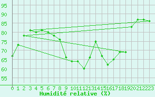 Courbe de l'humidit relative pour Michelstadt-Vielbrunn