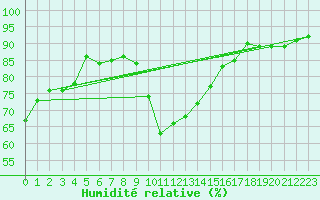 Courbe de l'humidit relative pour Flhli