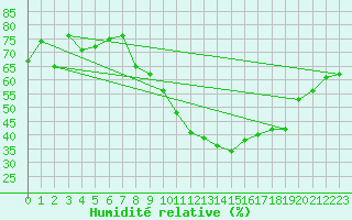 Courbe de l'humidit relative pour Michelstadt-Vielbrunn