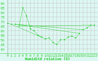 Courbe de l'humidit relative pour Michelstadt-Vielbrunn