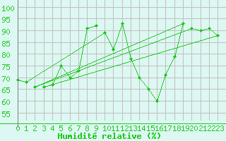 Courbe de l'humidit relative pour Michelstadt-Vielbrunn