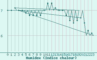 Courbe de l'humidex pour Holbeach