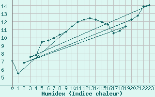 Courbe de l'humidex pour Cap Ferret (33)