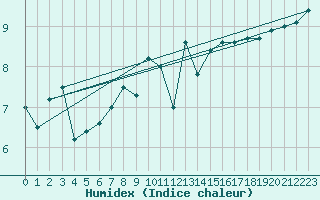 Courbe de l'humidex pour Mace Head