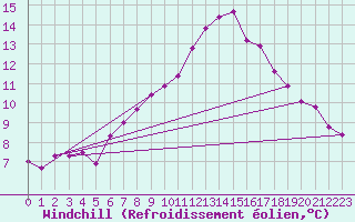 Courbe du refroidissement olien pour Bad Lippspringe