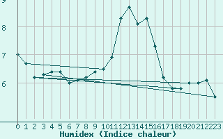 Courbe de l'humidex pour Coleshill