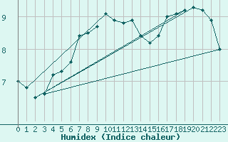 Courbe de l'humidex pour Feldberg-Schwarzwald (All)