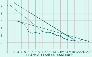 Courbe de l'humidex pour Hoernli