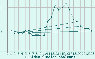 Courbe de l'humidex pour Montdardier (30)