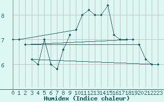 Courbe de l'humidex pour Monte S. Angelo