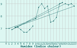 Courbe de l'humidex pour Stavoren Aws