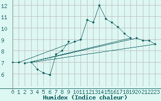 Courbe de l'humidex pour Gourdon (46)