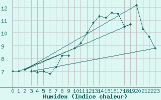 Courbe de l'humidex pour Crnomelj