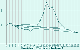 Courbe de l'humidex pour Pinsot (38)