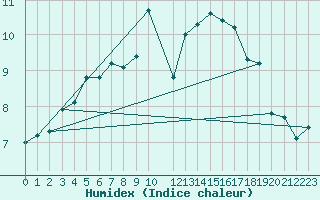 Courbe de l'humidex pour Wiesenburg