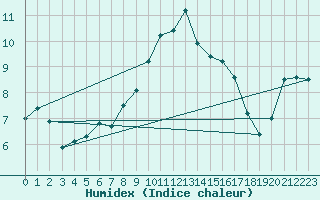 Courbe de l'humidex pour Tain Range