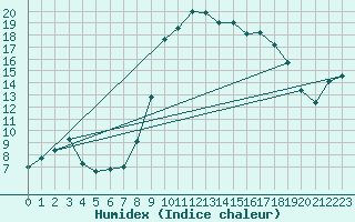 Courbe de l'humidex pour Pierroton-Inra (33)